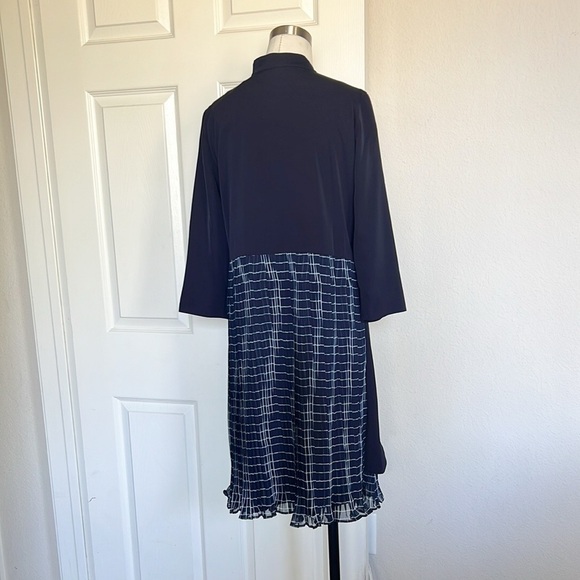 NWT SARA NAVON Navy Asymmetrical Patten Dress - Picture 5 of 7